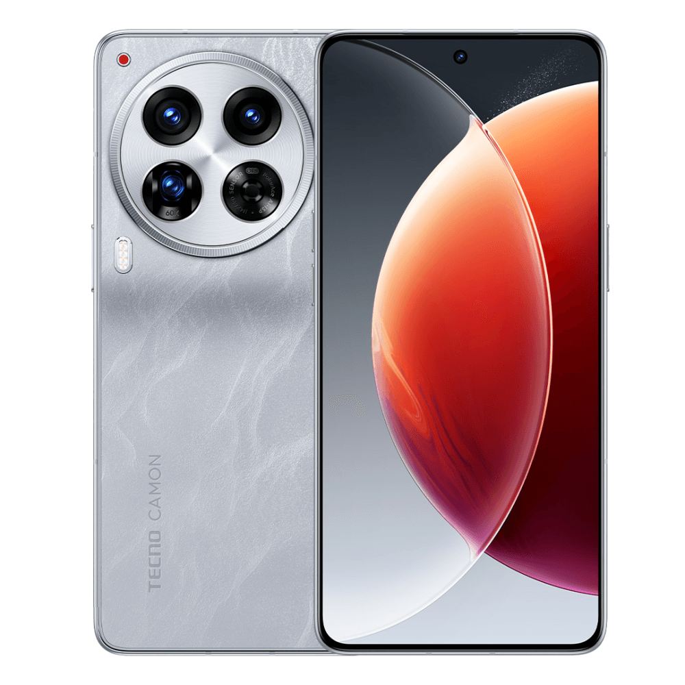CL9 CAMON 30 Premier 5G 12+512 Snowy Silver, 6.78" Asahi Glass, 20:9, 2436 x 1080 Mpix, 3.1GHz x1 + 3.0GHz x3 + 2.0GHz x4 , 8 Core, 12GB RAM, 512GB, 50Мп+50UW+50Мп/50Мп, 2Sim, LTE, 4G, BT v5.3, WiFi, GPS/AGPS, Type-C, 5000mAh, Android 14, 210g, 162,6 ммx7